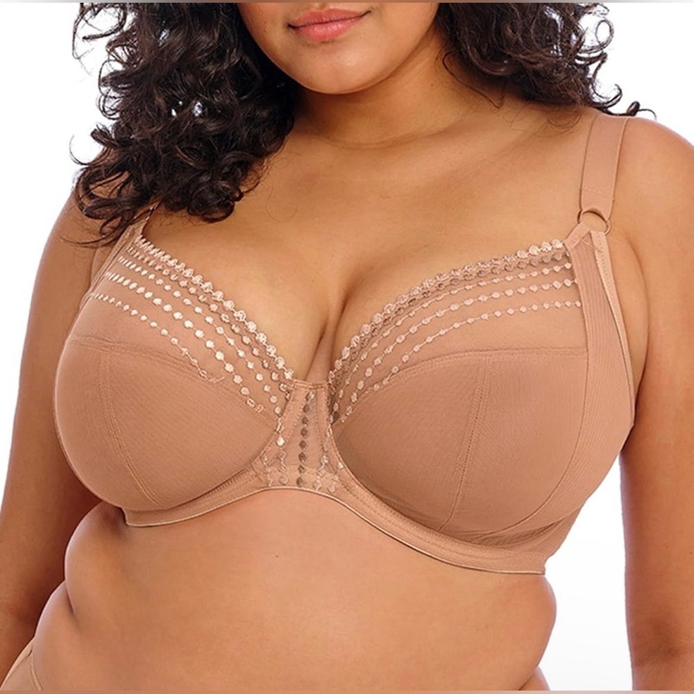 Elomi Women's Matilda Underwire Plunge Bra Size 34K Sheer Mesh